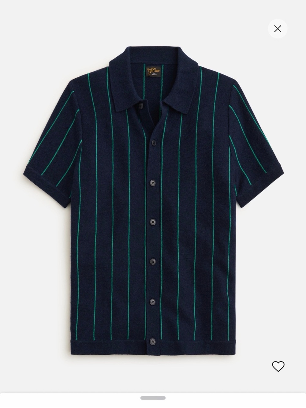 J. Crew Navy Short-Sleeve Cardigan with Green Pinstripes